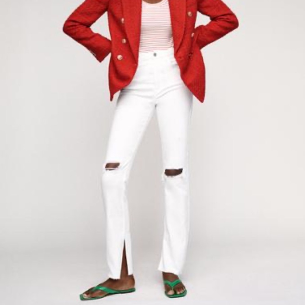 ZARA FLARED RIPPED SLIM FIT JEANS